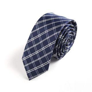 Check Slim Neck Tie (5cm) Blue - One Size