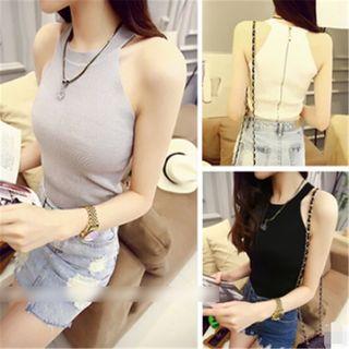 Back Zip Knitted Camisole Top