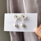 Faux Pearl Flower Earring 1 Pair - S925 Silver - As Shown In Figure - One Size