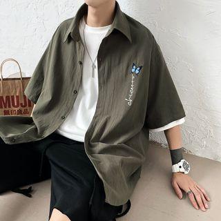 Butterfly Embroidered Oversized Shirt