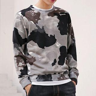 Camouflage Letter Long-sleeve Sweatshirt