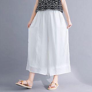 Cropped Double-layer Wide Leg Pants