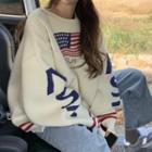 Drop Shoulder Printed Sweater