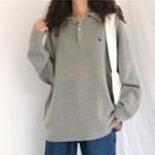 Embroidered Loose-fit Knit Polo Shirt