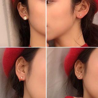 Set Of 4: Christmas Santa / Deer Rhinestone Earring Set Of 4 - As Shown In Figure - One Size