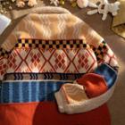 Faux Shearling Printed Oversize Sweater