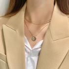 Alloy Disc Pendant Layered Necklace 1 Pc - Necklace - Gold - One Size
