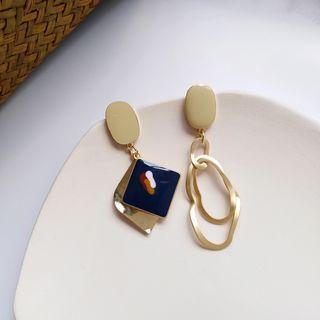Asymmetrical Drop Earring 1 Pair - S925 Silver - Gold - One Size