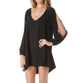 Slit Sleeve V-neck A-line Chiffon Dress