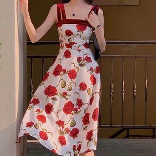 Sleeveless Rose Print Dress