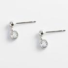 925 Sterling Silver Rhinestone Dangle Earring 925 Silver - White Gold - One Size