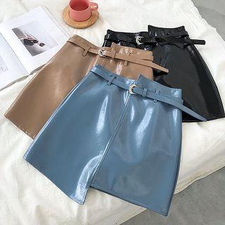 Asymmetric Glitter High-waist A-line Skirt