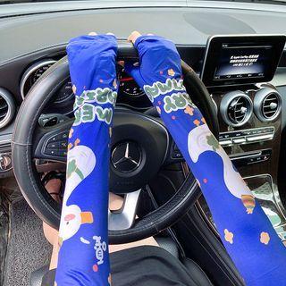 Print Sun Protection Arm Sleeves Duck - Blue - One Size