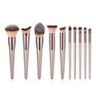 Makeup Brush With Champagne Handle / Set Of 10