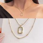 Geometric Pendant Layered Necklace 1 Pc - Double Layer - Gold - One Size