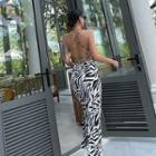 Printed Zebra Open Back Straight-cut Jumpsuit