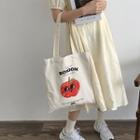 Tomato Print Tote Bag Red Apple - Beige - One Size