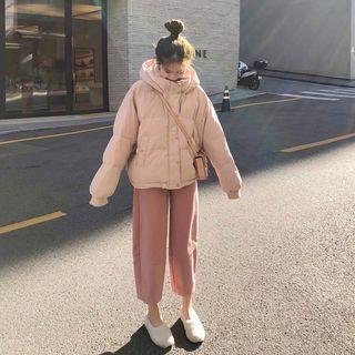 Plain Loose-fit Padded Jacket / Plain Cropped Pants