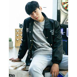 Lettering Snap-button Coach Jacket