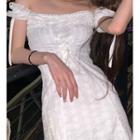 Off-shoulder Eyelet Lace A-line Dress