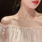 Faux Pearl Faux Crystal Pendant Choker Necklace - Faux Pearl & Crystal - One Size