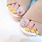 Embellished Faux Toe Nail Tips J-11 - Yellow - One Size