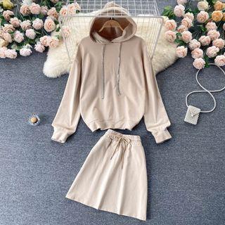 Set: Plain Hoodie + A-line Mini Skirt