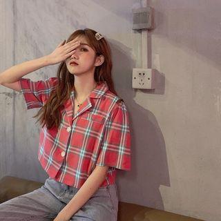 Plaid Short-sleeve Shirt As Figure - One Size