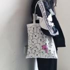 Bear Print Canvas Tote Bag As Shown In Figure - One Size