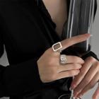 Set Of 2: Geometric Alloy Open Ring (various Designs) Silver - One Size