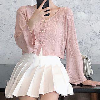 Plain Cardigan / Pleated Skirt