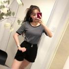 Scoop-neck Stripe Ringer T-shirt