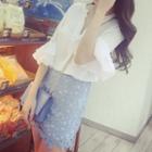 Set : V-neck Chiffon Top + Lace Mini Skirt + Bandeau