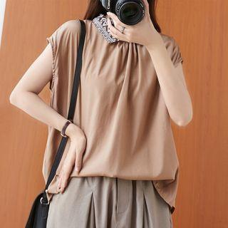 Print Collar Panel Blouse