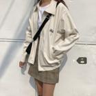 Palm Tree Print Zip Jacket Almond - One Size