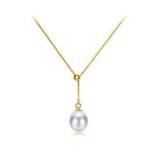 925 Sterling Silver Plated Gold Simple Fashion Freshwater Pearl Necklace Golden - One Size