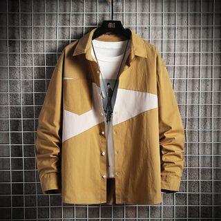 Two-tone Panel Long-sleeve Shirt