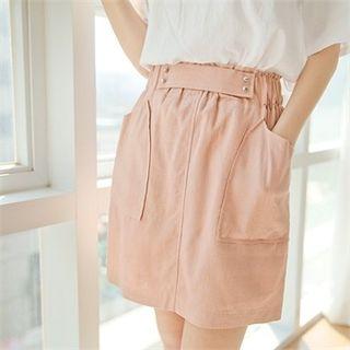 Bnad-waist Mini Skort