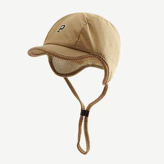 Letter P Applique Fleece Lined Trapper Hat