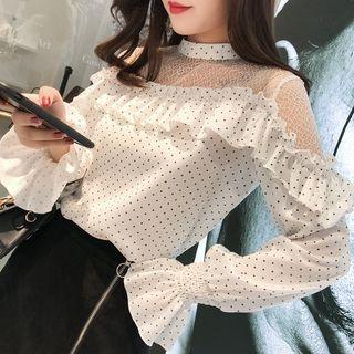 Mesh Panel Star Print Blouse
