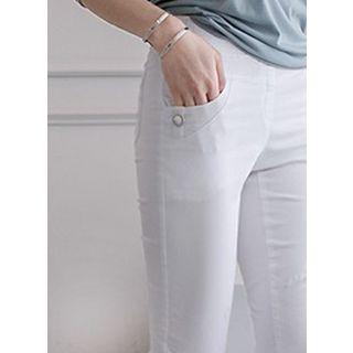 Band-waist Flat-front Slim Fit Pants
