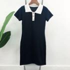 Short Sleeve Collared Knit Dress