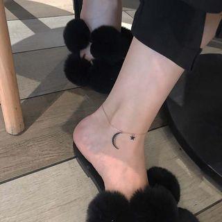 Rhinestone Moon & Star Anklet As Shown In Figure - One Size