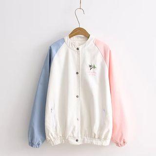 Embroidery Raglan Button Jacket