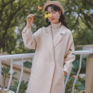 Notch Lapel Embroidered Wool Coat