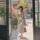 Tie-shoulder Floral Long Dress