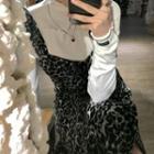 Sleeveless Leopard Print Dress / Long-sleeve T-shirt