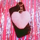 Faux-fur Wristlet Clutch With Heart Keyring