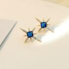 Rhinestone Star Earring 1 Pair - Blue - One Size