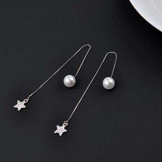 Faux Pearl Star Thread Through Earrings